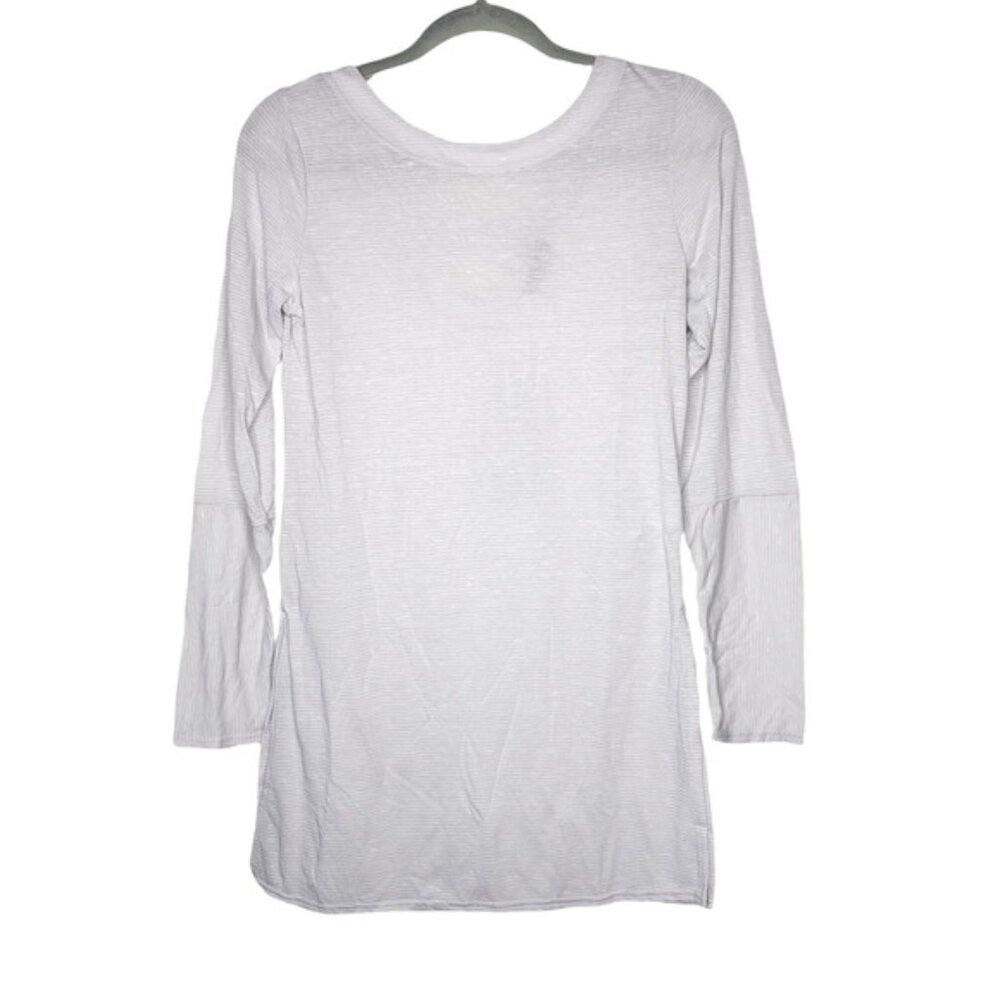 Prana Esme Titanium Grey w/ White Stripe Boat Neck Long Sleeve Tunic Top Sz XS